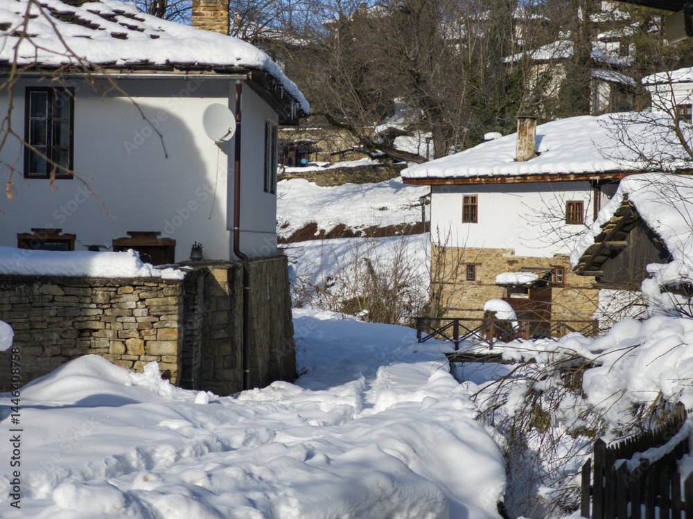 Winter view of village of Bozhentsi, Bulgaria