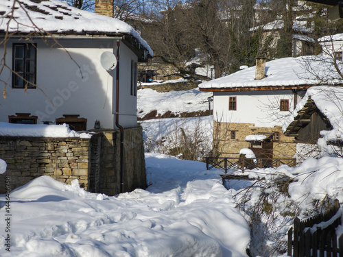 Obraz na płótnie Winter view of village of Bozhentsi, Bulgaria w salonie