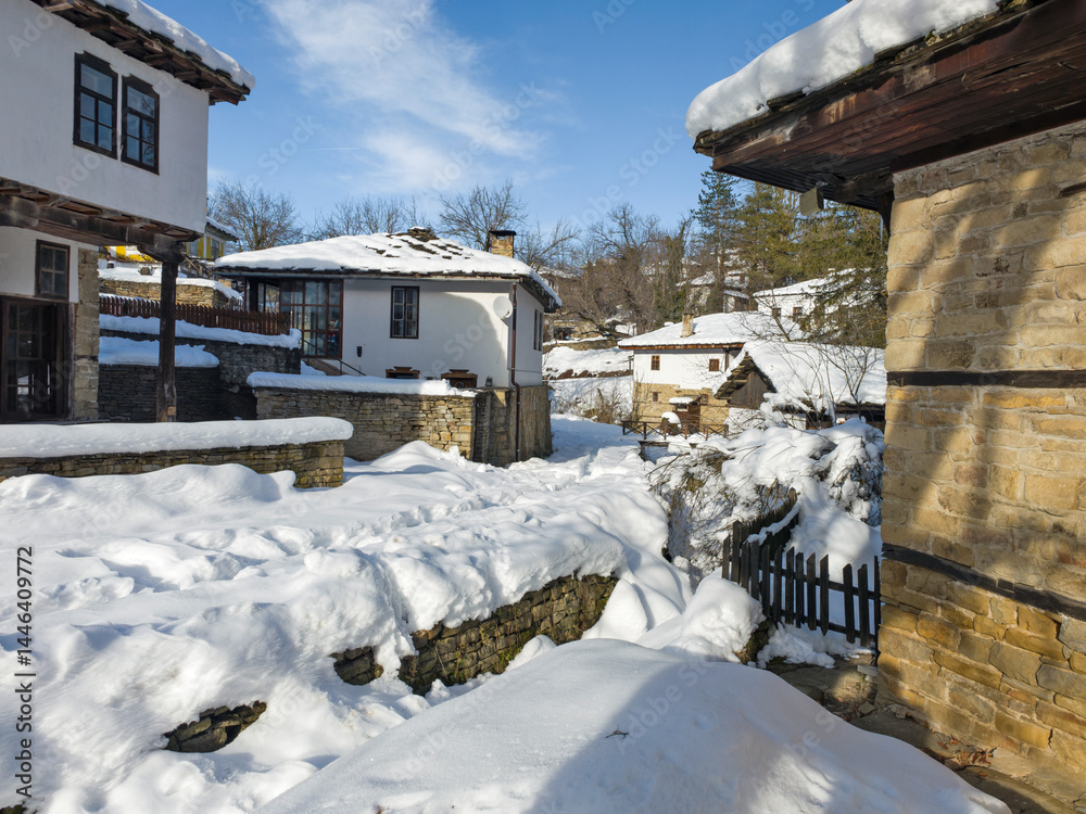 Winter view of village of Bozhentsi, Bulgaria