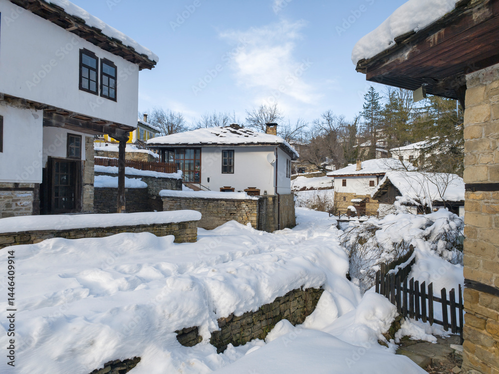 Winter view of village of Bozhentsi, Bulgaria