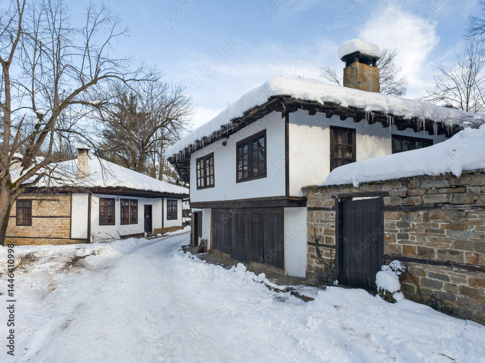 Winter view of village of Bozhentsi, Bulgaria