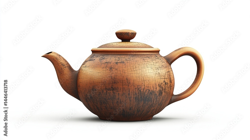 Rustic brown clay teapot isolated on white. Rustic brown clay teapot isolated on white.