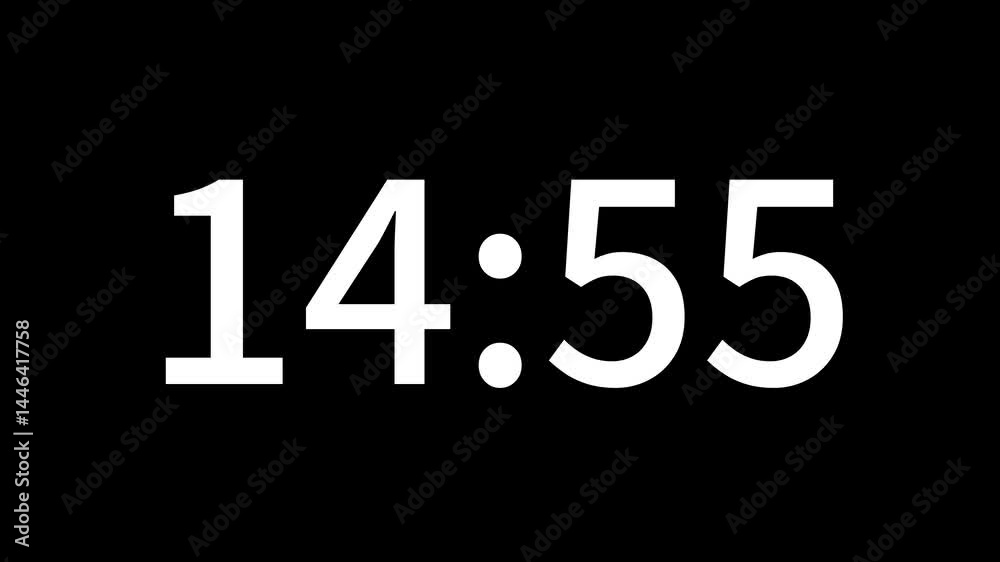Countdown timer from 15 minute to 14 minute suitable for presentations, educational. The minimalist design ensures seamless integration with any video project. Ideal for editors looking for modern