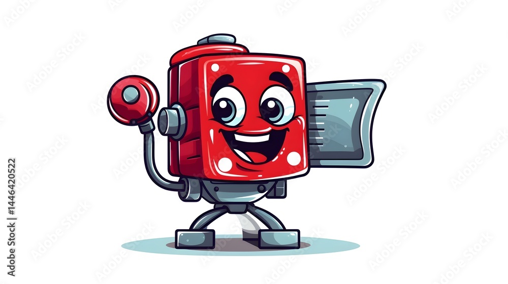 Fototapeta premium Charming Movie Camera Character with Winking Face Cartoon Illustration