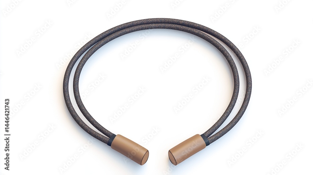Double-cord bracelet with light brown cylindrical end caps. Double-cord bracelet with light brown cylindrical end caps.