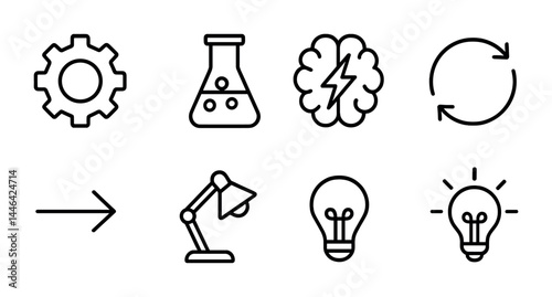 Innovative science and technology icons for creative design and inspiration