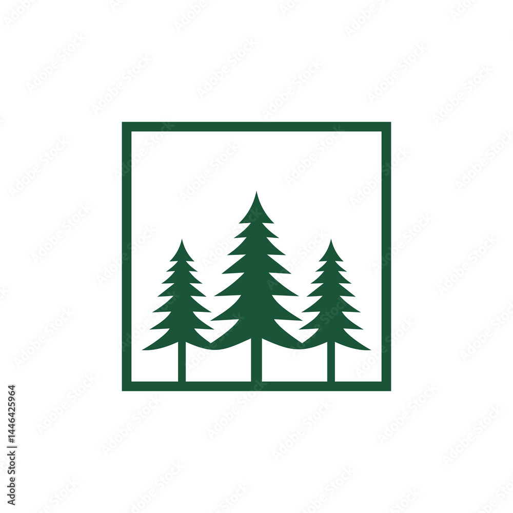 Obraz premium tree, illustration, nature, vector, design, symbol, forest, logotype, pine, wood, plant, pine tree, environment, abstract, christmas, logo, no people, sign, landscape, graphic, horizontal, label, silh