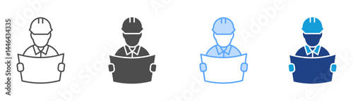 Engineer Icon Set Multiple Style Collection