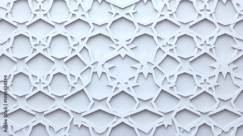 Fototapeta premium White Star Geometric Arabesque Wall Pattern