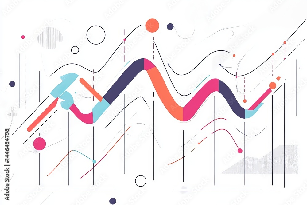 Obraz premium Abstract Modern Colorful Geometric Chart Design Illustration Background Graphic Trendy Vibrant Shapes Lines Minimalist Style Digital Art Vector Image Creative Artwork Business 
