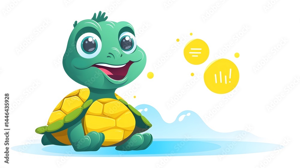 Professional Vector Illustration of Turtle with Speech Bubble for Marketing Materials Professional Vector Illustration of Turtle with Speech Bubble for Marketing Materials