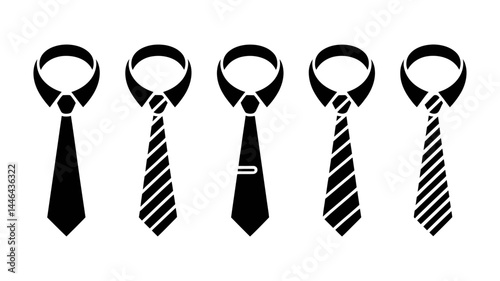 Simple black tie icons set for business and fashion.