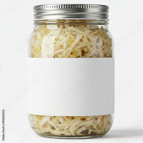 Fermented Sauerkraut in Jar Isolated on White with No Branding