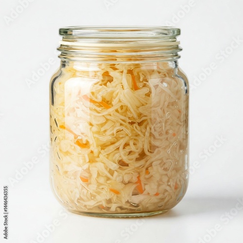 Jar of Sauerkraut with Blank Label Natural Fermented Cabbage White Background