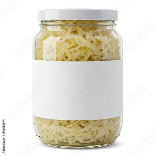 Fermented German Cabbage Jar Blank Label White Background