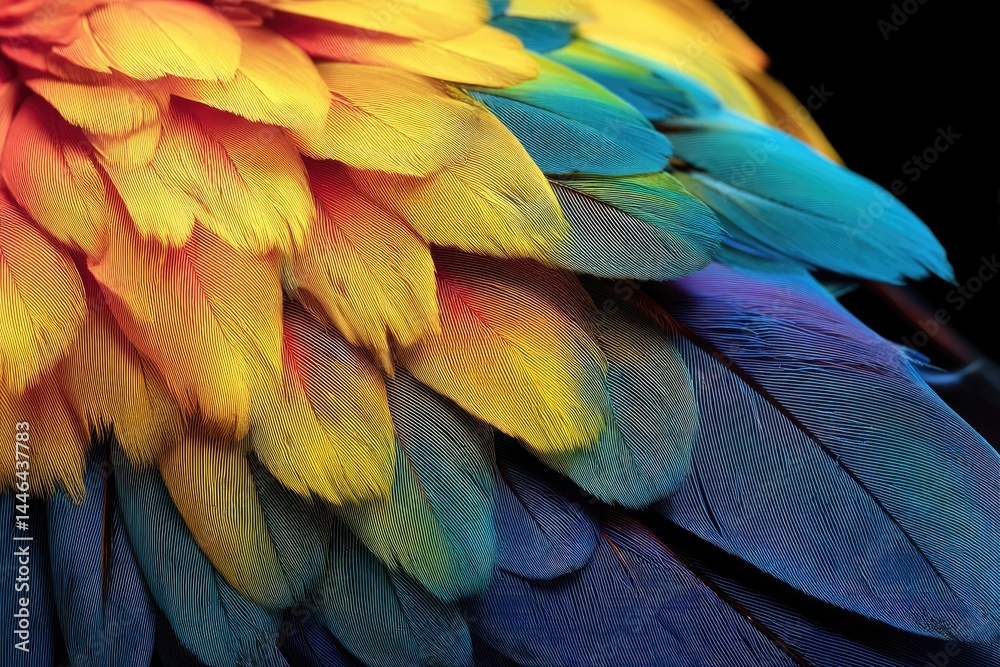 Obraz premium Vibrant plumage of a parrot's wings close up.