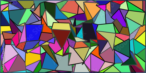 Dynamic Colorful Shape Overlay, Creative display of overlapping triangles and polygons in striking colors