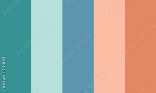 Vertical color palette with teal, mint, blue, peach, and terracotta tones. A harmonious pastel-inspired design ideal for backgrounds, branding, and creative use.