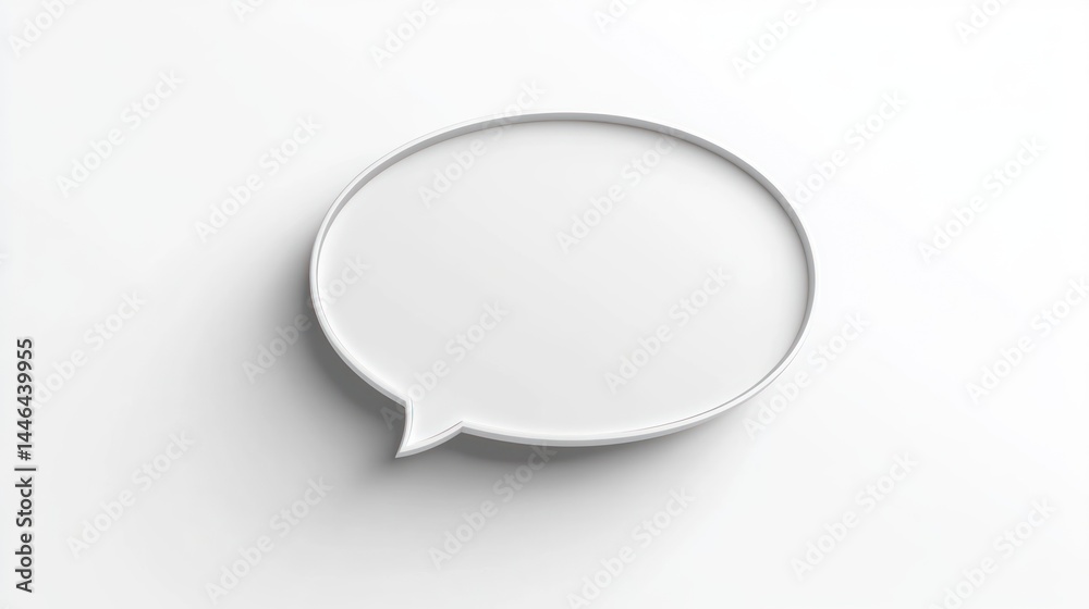 Minimalist communication: A clean white speech bubble on a bright white background