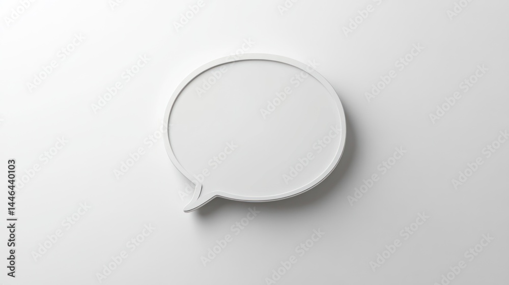 Minimalist communication, a white speech bubble on a clean background conveying conversation