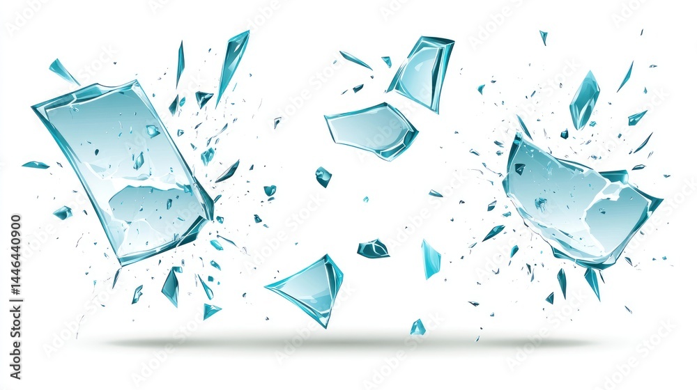 Shattered Reality: An Abstract Composition of Broken Glass with Dynamic Impact