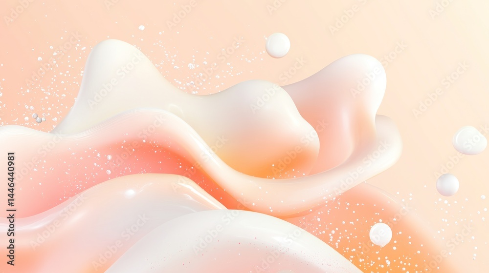Fototapeta premium Fluid, abstract representation of a creamy, hydrating skin product.