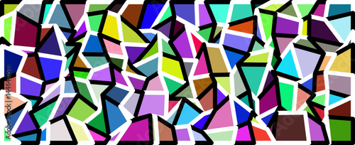 Kaleidoscopic Geometric Design, A kaleidoscopic arrangement of colorful geometric shape