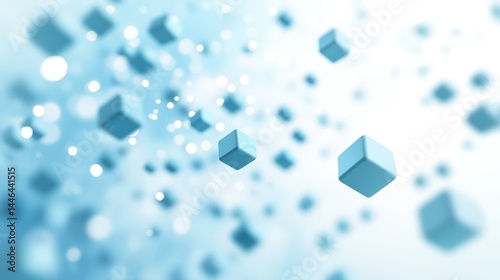 Obraz na płótnie Abstract composition featuring softly blurred blue cubes suspended in dynamic space w salonie