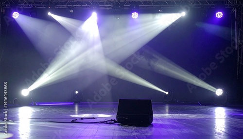 Free stage with lights, lighting devices. 