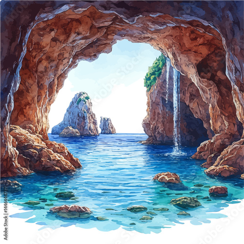 Underground, vector watercolor illustration, isolated on a white background.