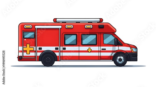 Cartoon Ambulance for Emergency Medical Services in Professional Style