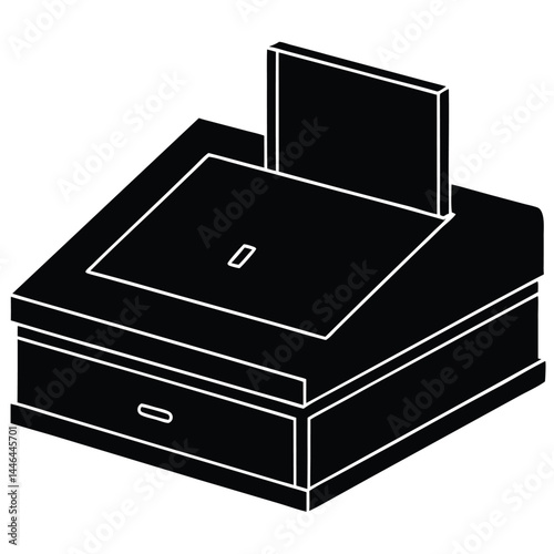 cashier element isolated cash drawer on white back