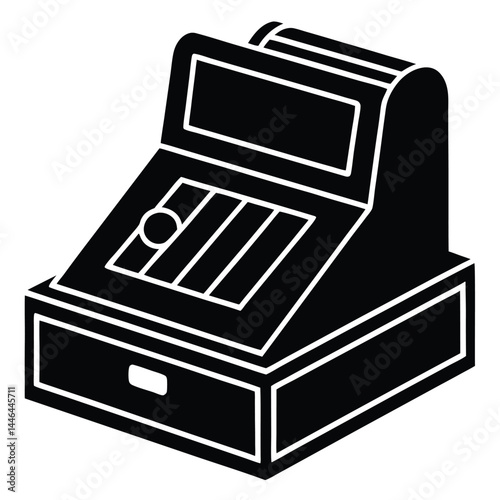 cashier element isolated cash register on white ba