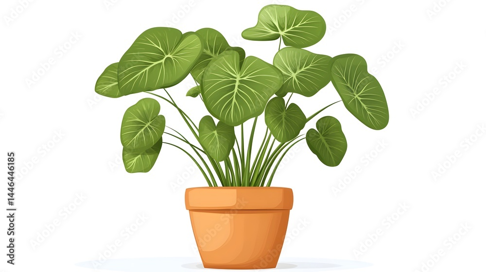 Fototapeta premium Lush Clorofitum Plant in Pot on White Background for Interior Decor and Gardening Ideas
