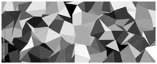 Fragmented Polygonal Design, An Abstract Grayscale Artwork,  A mosaic of sharp-edged polygons arranged in a structured yet chaotic manner, blending shades of gray to form a modern, geometric visual 