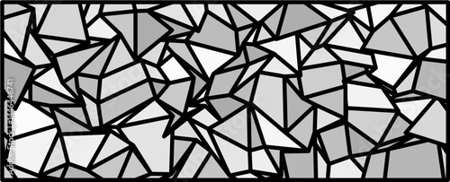 Minimalist Polygon Art, A Monochrome Abstract Composition, This digital artwork presents irregularly shaped polygons that fit together seamlessly, forming a captivating monochrome pattern