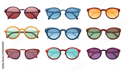 Professional Fashion Glasses Set for Isolated White Background Photography