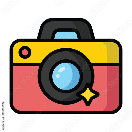 Simple Camera colorful icon. The icon can be used for websites, print templates, presentation templates, illustrations, etc	