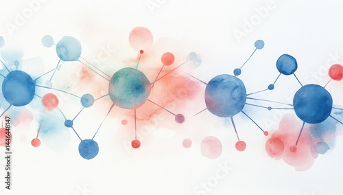 Abstract Watercolor Molecular Structure Design