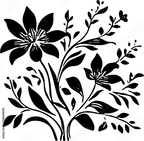 black and white floral background
