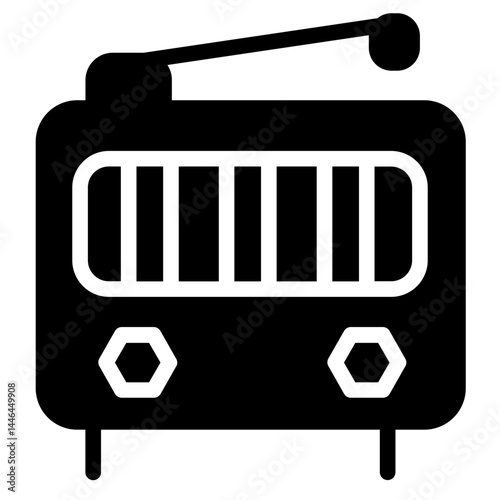 News Radio Music Glyph Icon