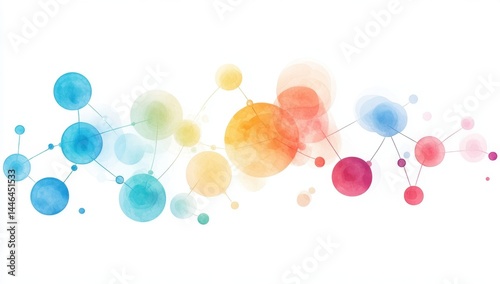 Colorful Molecular Structure Watercolor Art