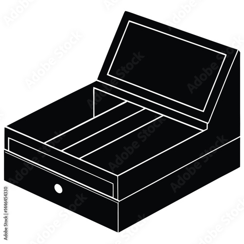 cashier element isolated open cash register drawer