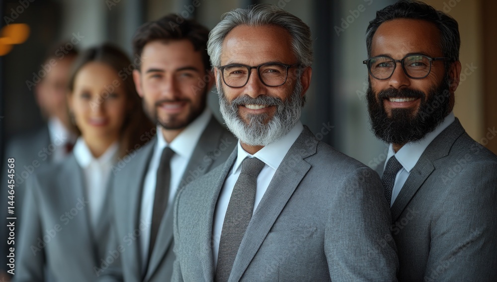 Business team smiles confidently Business team smiles confidently