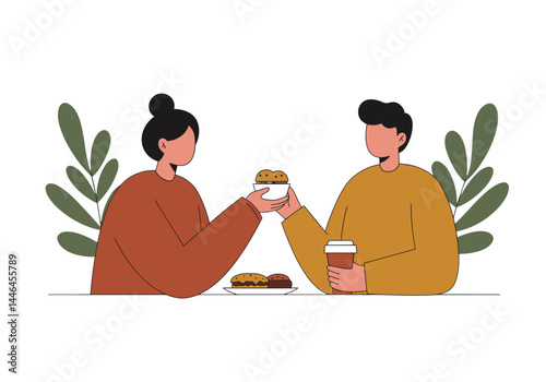 Friends sharing food and drinks in cozy setting, Friendship, Social gathering, Leisure, Lifestyle, Advertising, Editorial, Food content  