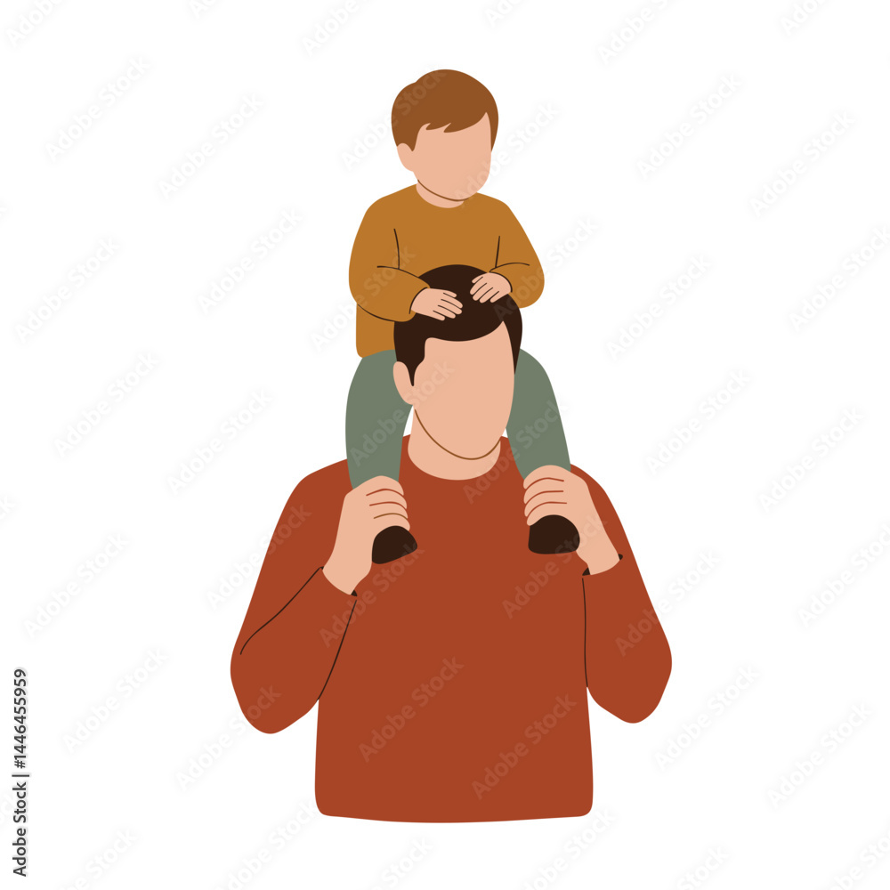 Obraz premium Person carrying a child on shoulders, sharing a joyful moment, Family concept, Parenthood, Happiness, Bonding, Lifestyle, Advertising, Editorial