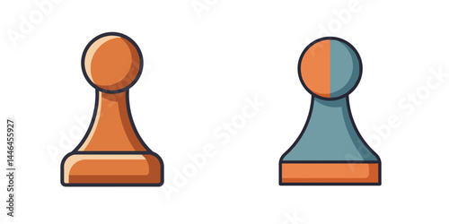 Game Pawns Illustration. Flat style, Colorful, Concept for board games, strategy, UI/UX design, Marketing graphic, Digital asset