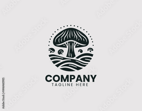 Shiitake Mushroom Vector Logo Design