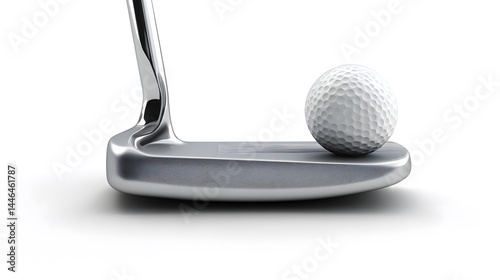High Quality Golf Putter and Ball on White Background for Sports Enthusiasts