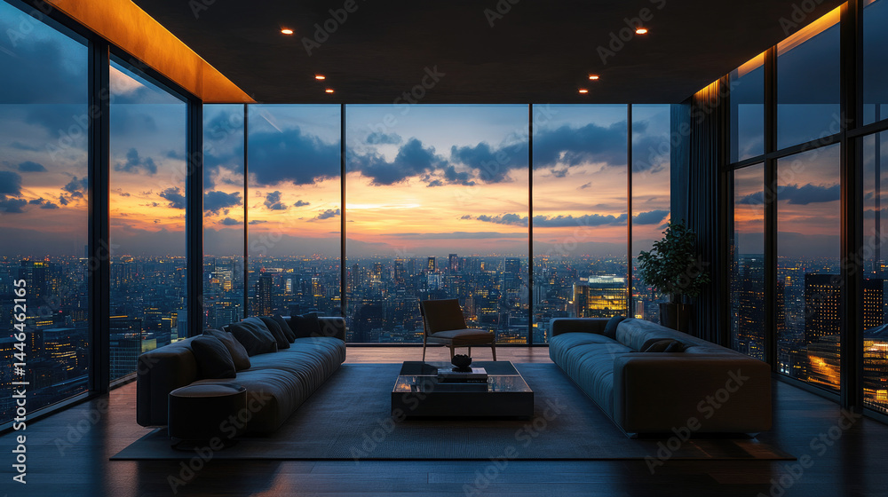 Fototapeta premium Modern city view interior design